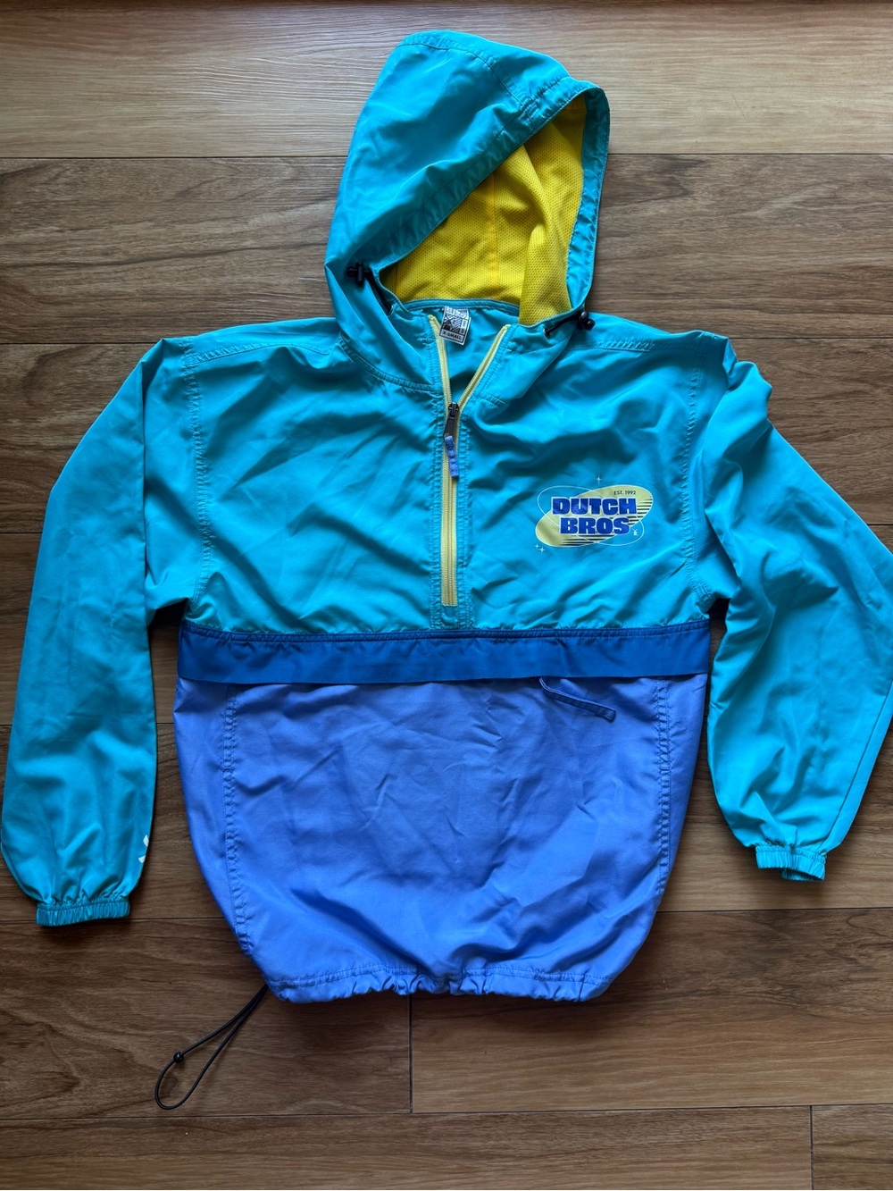 Dutch Bros Employee Half Zip Hooded Windbreaker Anorak XS Colorblock